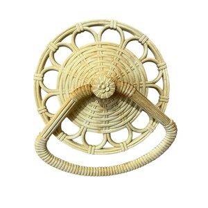 Vtg 1978 Homco 3314‎ A Ivory Hard Plastic Woven Design Towel Holder Shabby Chic